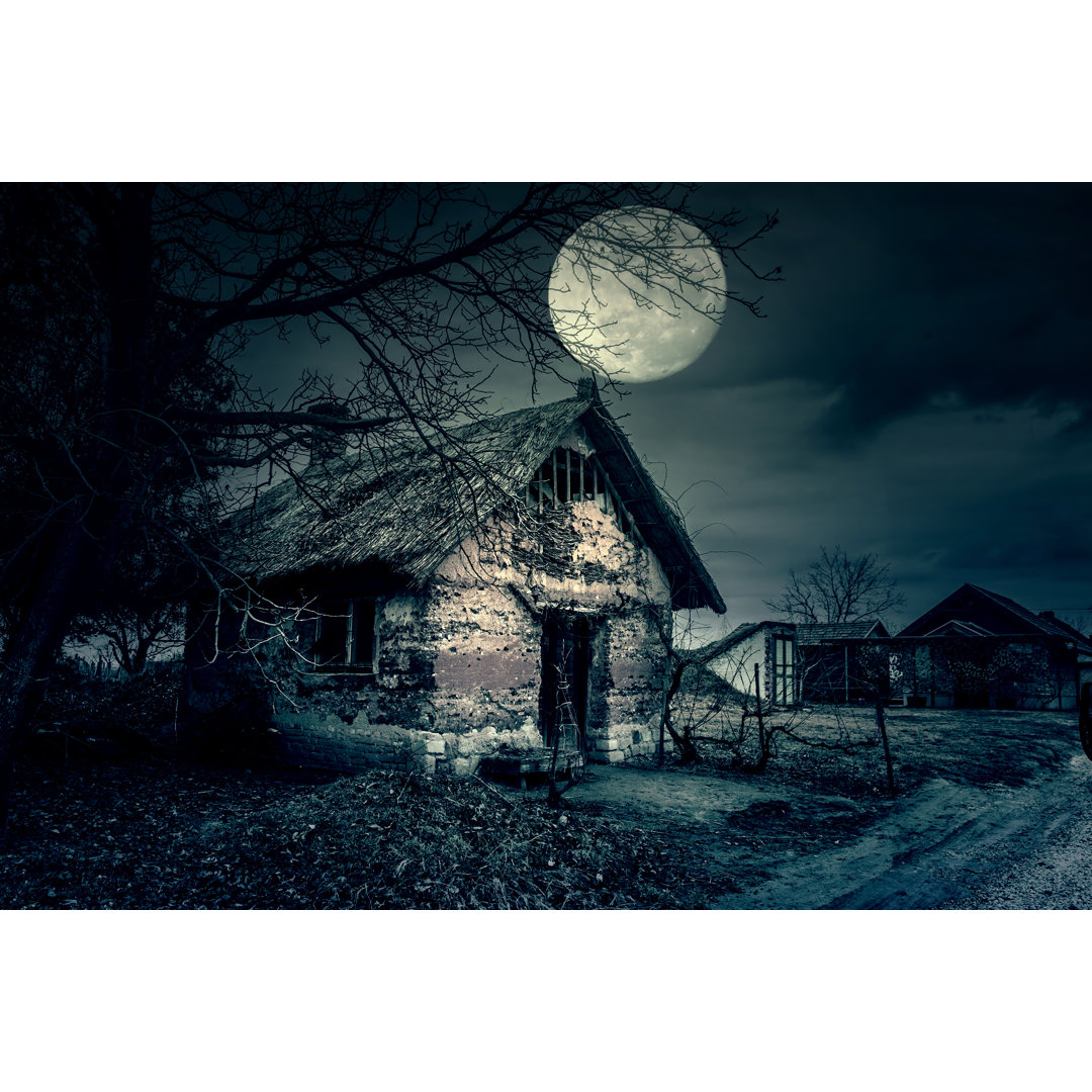 Haunted House And Moon von BalazsKovacs - Leinwandbild