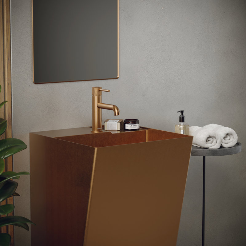 Karran Cinox 16.5'' Stainless Steel Rectangular Bathroom Sink with Overflow, Copper