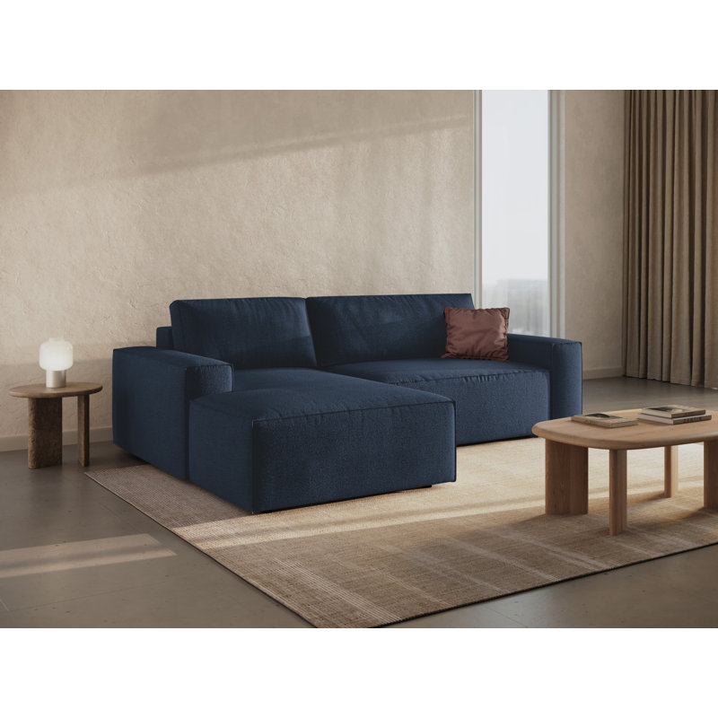 Alisbha 3 Seater Boucle Sofa Bed, Right Hand Facing, Dark Blue