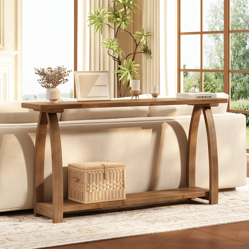 Console en bois massif de 63 po - Longue entrée de ferme et table de canapé pour le couloir