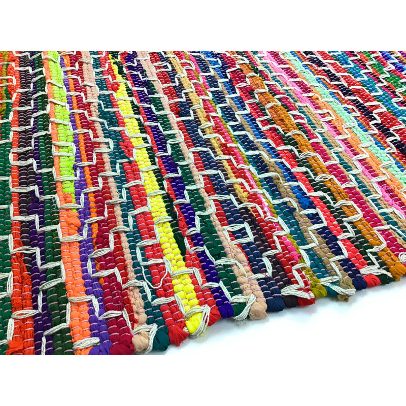 Rossignol Geometric Cotton Hand Woven Area Rug, Rectangle 60 x 90cm