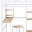 Lit mezzanine double avec bureau et tabouret, garde-robe de style ouvert, tablettes et armoire-317486411