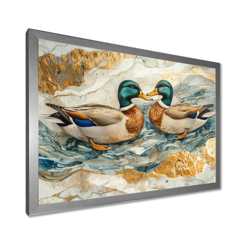 «Donat Ducks Love The Lake Landscape II - Duck», art mural, Reproduction encadrée d'une seule photo, Argent argent
