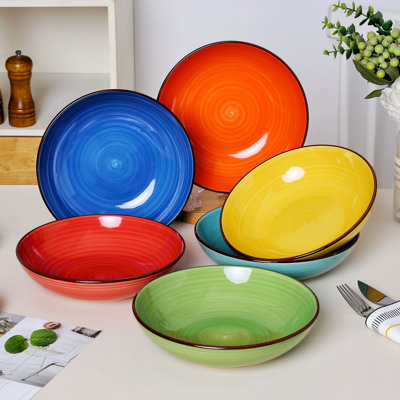 Dorothy 27 oz. Bol à pâtes en céramique, arc-en-ciel assorti