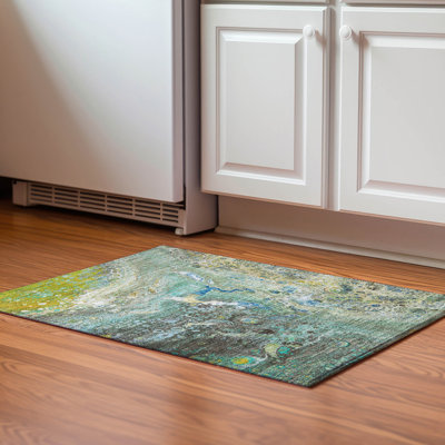 Premium Machine Washable Cerrito AMF588 Teal Rug