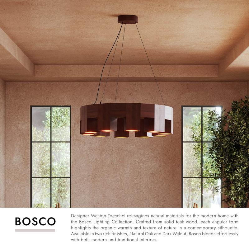 Bosco 10 - Light LED Chandelier, Natural Oak
