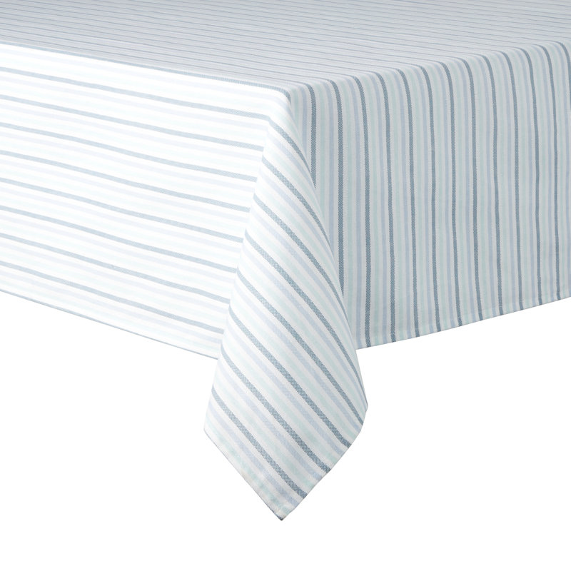 Martha Stewart Daisy Stripe Tablecloth Single Pack, 84" x 60", Gray/Yellow