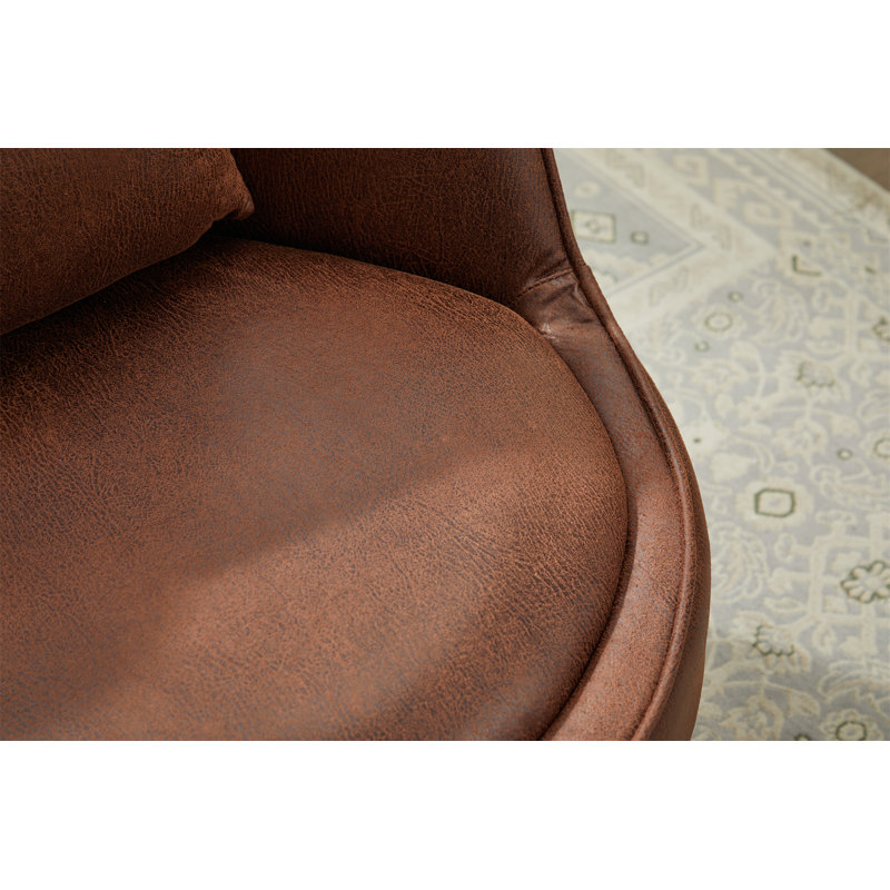 Fauteuil demi-tonneau pivotant surdimensionné rembourré, Tissu brun