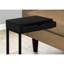 Table d'appoint pour le salon et la chambre à coucher, avec rangement en stratifié noir et en métal, surface de la chambre à coucher