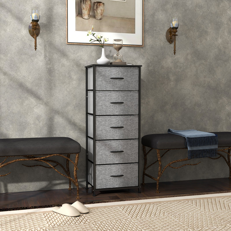 45cm W 5 - Drawer Chest of Drawers, Dark Grey