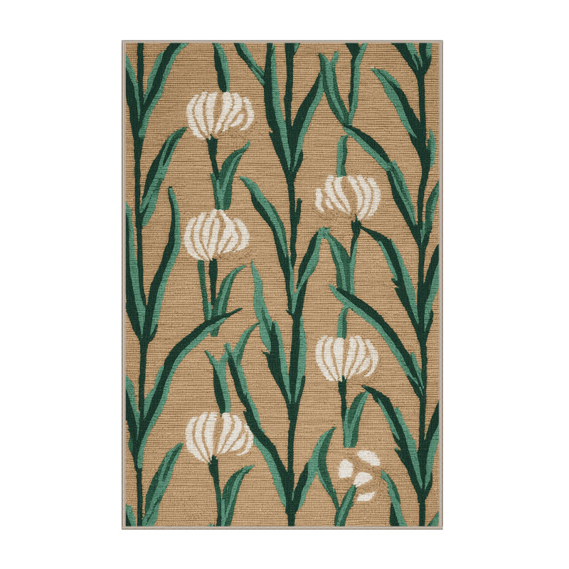  Tapis lavable avec légumes à l'ail sauvage, Rectangle 5 pi x 7 pi