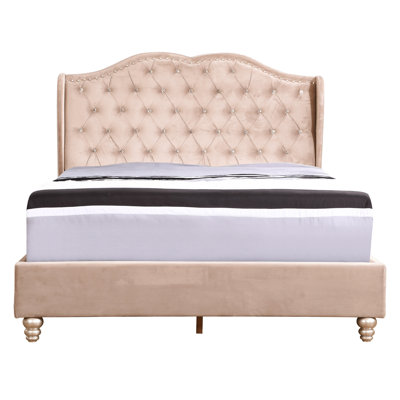 Beige Full Upholstered Bed - Elegant Style, Foam, Build, 80"d X 60"w 50"h, Easy Assembly Made Again Transitional Upholstery, Provided Here