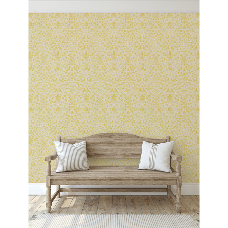 Yuki Osada Damask Wallpaper Double Roll, Yellow