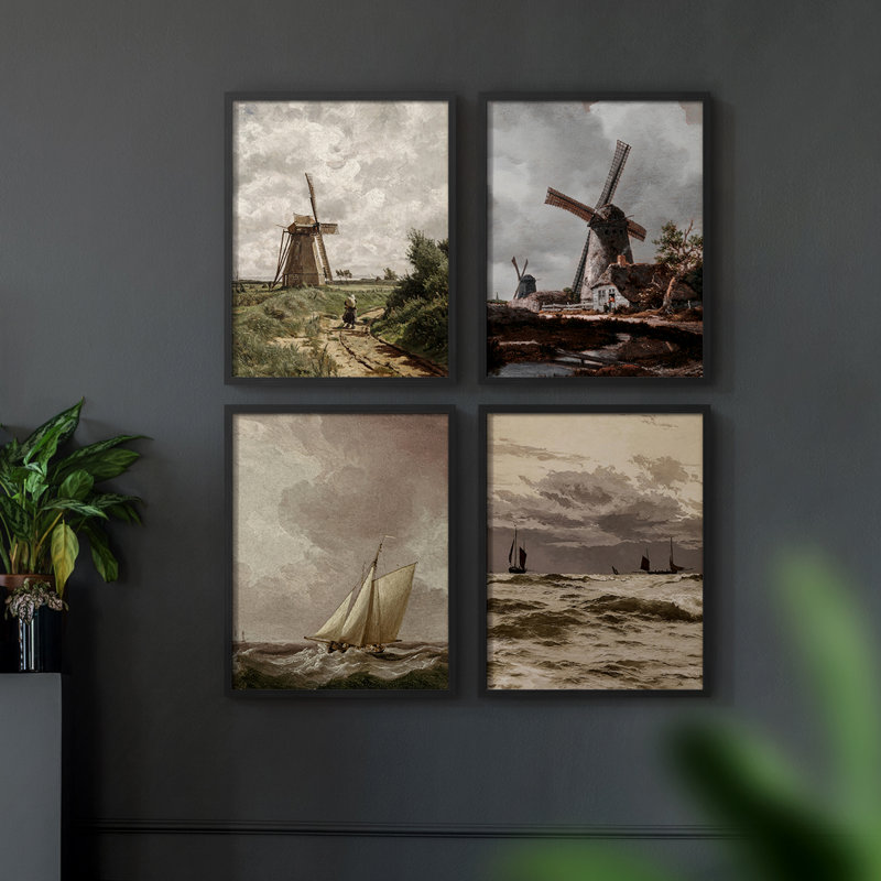 «Vintage Landscape CCxx», ensemble de 4 encadrées, H 10 po x l 32 po