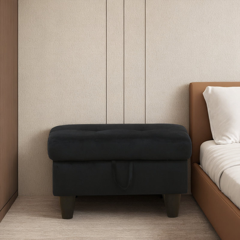 Shanquilla Upholstered Ottoman, Black