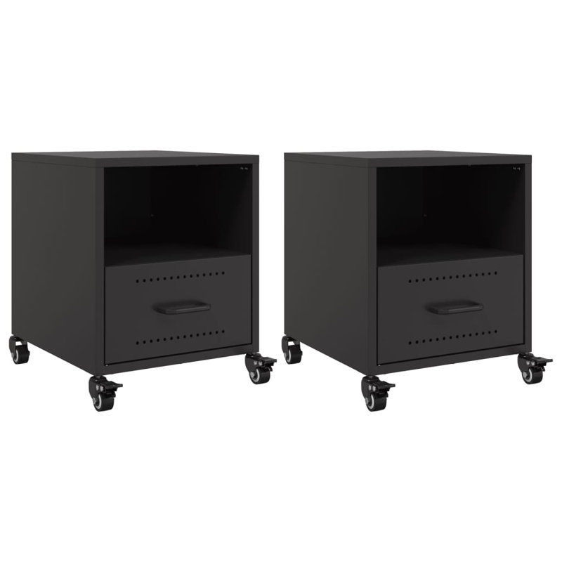 Quinette 36cm W Steel Bedside Table, Black