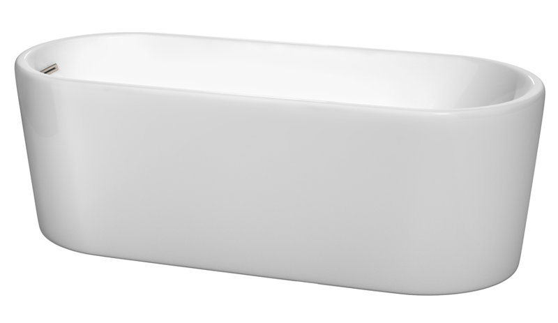 Ursula 67'' x 28'' Soaking Acrylic Bathtub, Brushed Nickel