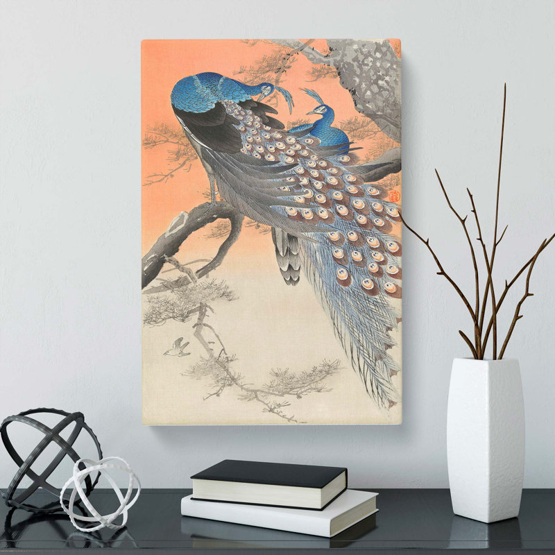 Two Peacocks by Ohara Koson - Wrapped Canvas Painting, 60cm H x 40cm W x 3cm D