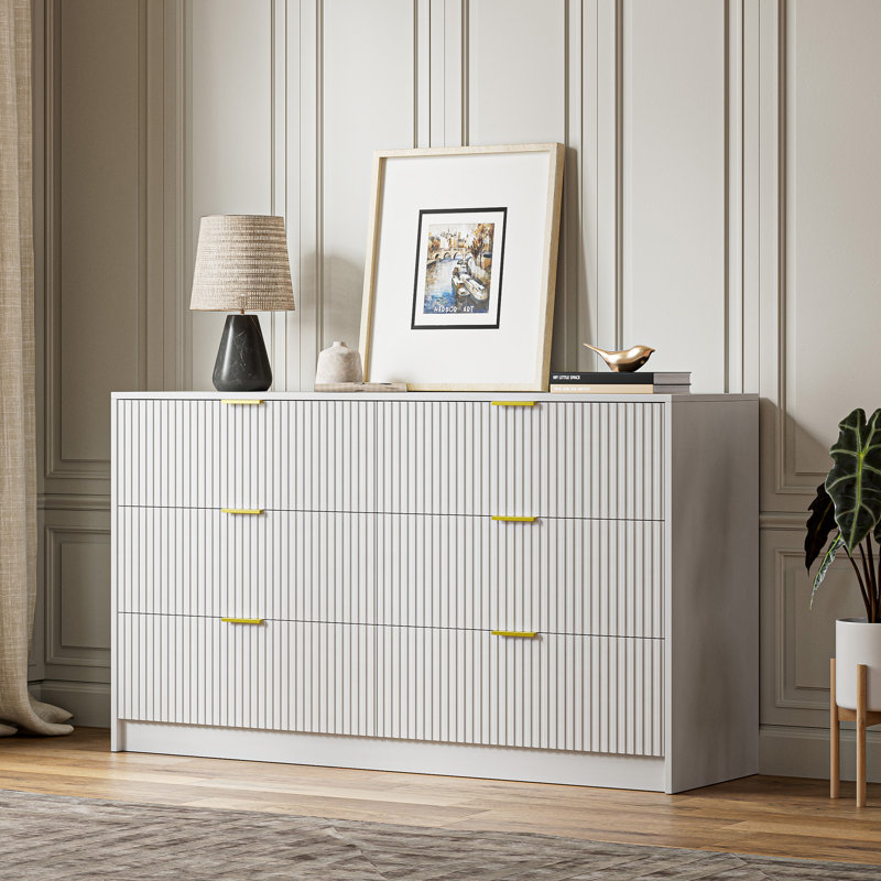 ebern designs 6 drawer dresser Ebern Designs Modern 6 Drawer Double Dresser For Bedroom Furniture
