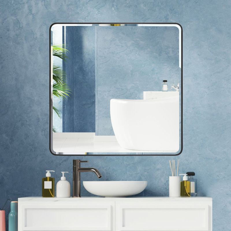 Arloine Metal Beveled Bathroom Vanity Mirror Rounded Wall Mirror , 36" x 36"
