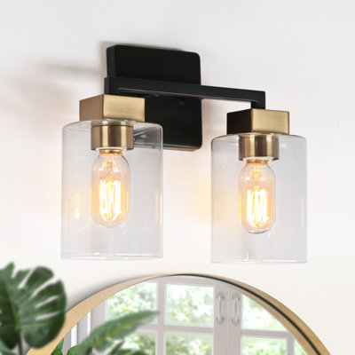 Nayomee Dimmable Black/Brass Rectangle Vanity Light