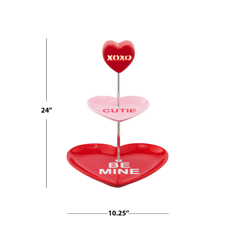 24" Tiered Candy Heart Cupcake Plate
