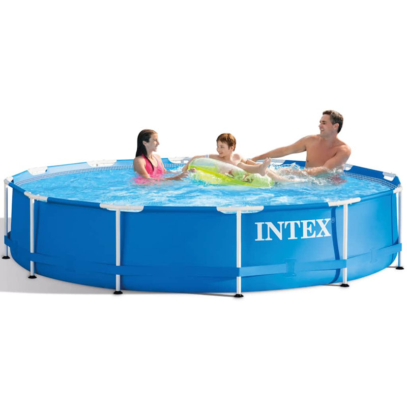Intex Swimming Pool Metal Frame Outdoor Garden Summer Water Centre, 366cm W x 76cm H