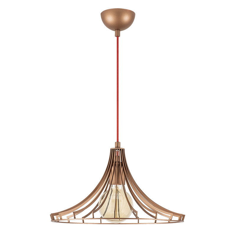 Lustre élégant en cuivre, 14,6 po de diamètre x 49,6 po de hauteur | Corps en métal, douille E27 (40 W maximum) | Design industriel moderne et glamour, idéal pour le salon et la salle à manger, classé IP20, élégant et durable