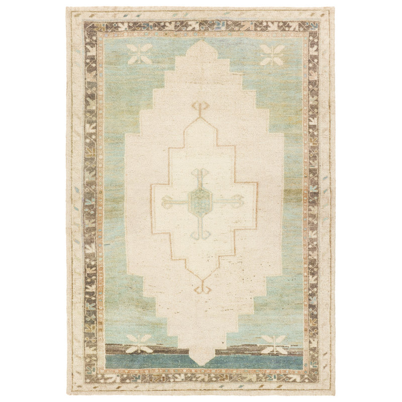 Tapis crème et bleu clair Enigma CSN03, Rectangle 8 pi 6 po x 11 pi 6 po