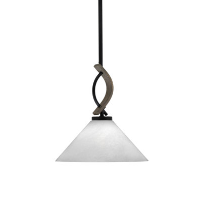Mini-luminaire suspendu avec tige Hallmann illustré en verre de marbre blanc