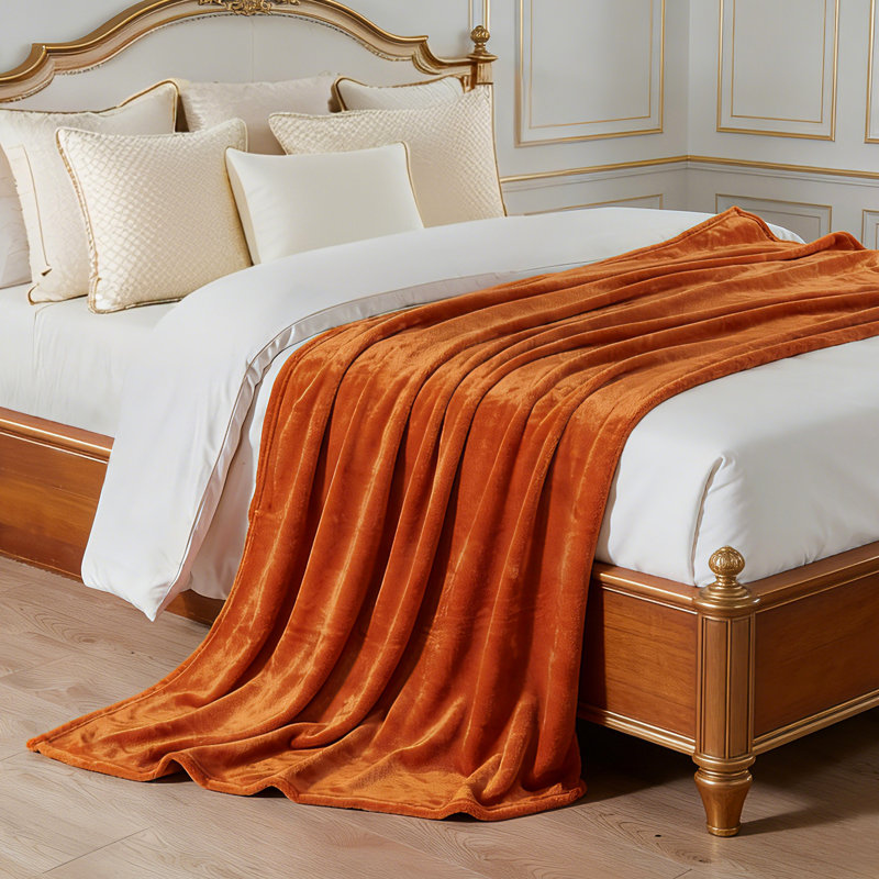Jeté en flanelle Cozy, Orange rouillé