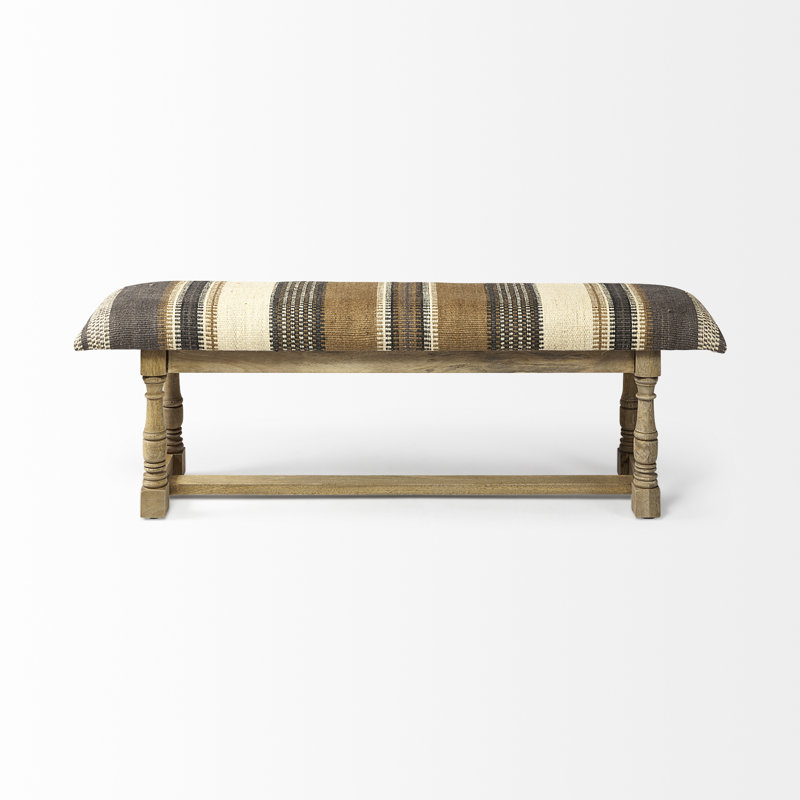 Banc rembourré Hortense, Crème / beige / rayé