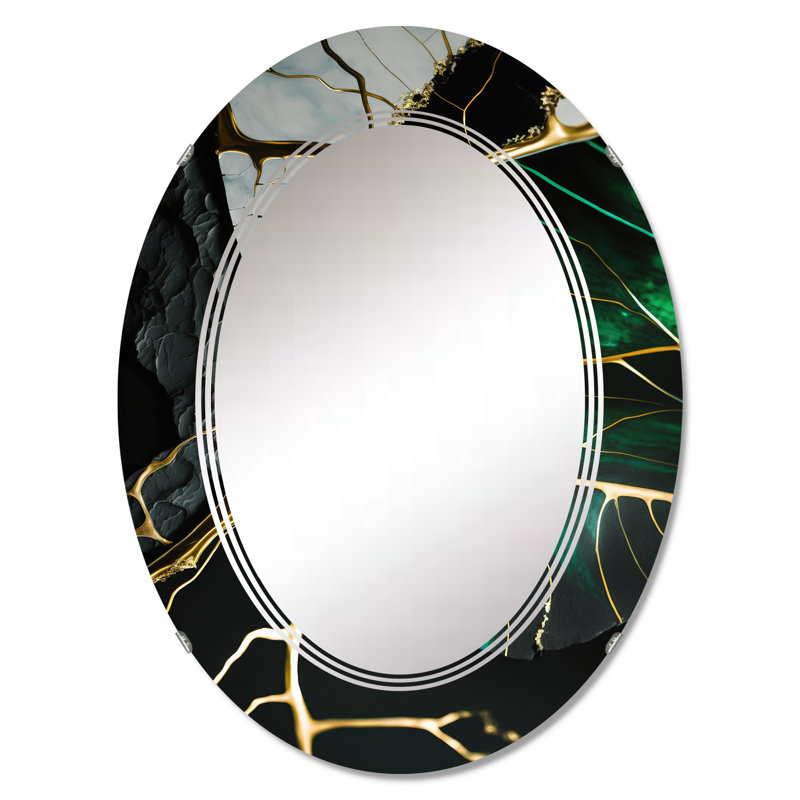 Abstract Geode Gold II - Abstract Marble Wall Mirror, 30" x 20"