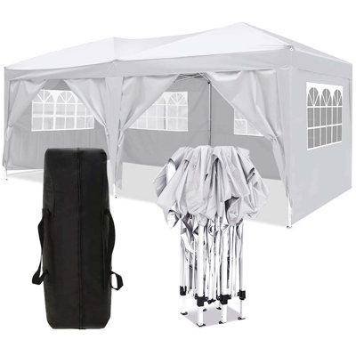 10'X20' EZ Pop Up Canopy Outdoor Portable Party Folding Tent With 6 Removable Sidewalls + Carry Bag + 4Pcs Weight Bag