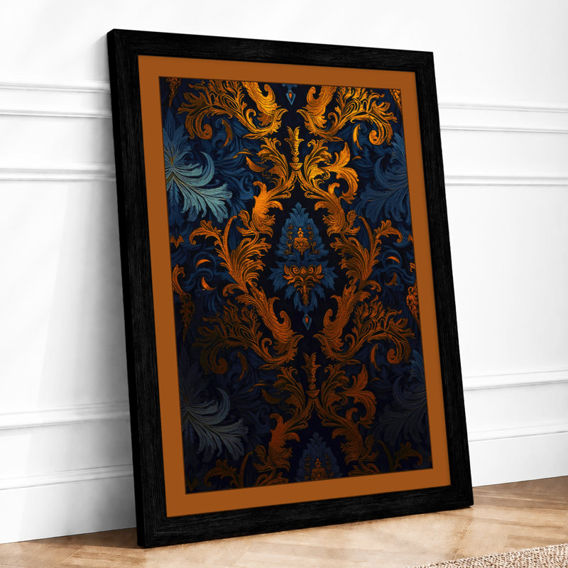 Gilded Damask Art Deco - Framed Print, A2 - 59.4 x 42.0 cm, Black