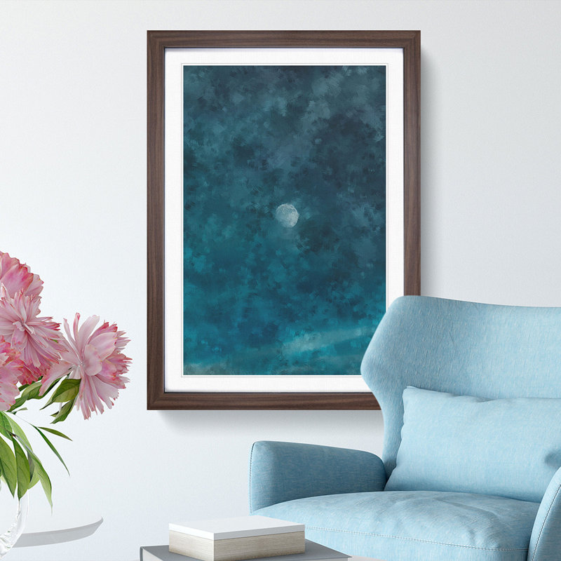 High Moon - Picture Frame Painting Print, 33cm H x 24cm W x 2cm D, Walnut Framed