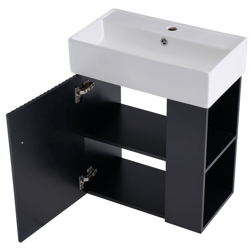 Meuble-lavabo flottant moderne 21,6 po, Noir