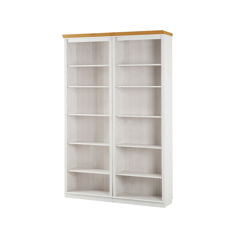 Demetricia 223cm H x 148cm W Library Bookcase, Brown/White