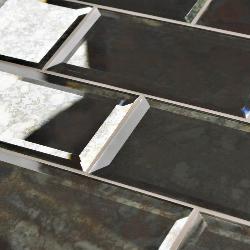 Lustre Beveled 3" x 6" Pressed Glass Singular Subway Tile