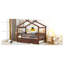 Lit simple en bois avec lit gigogne simple, noyer