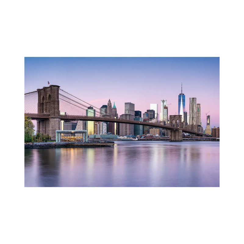 Brooklyn Bridge And Manhattan Skyline On A Winter Morning by Jan Becke - Wrapped Canvas Print