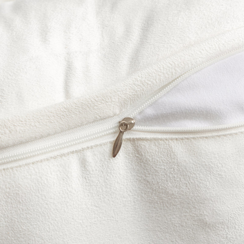Coussin décoratif long en fausse fourrure, coussin d'appoint moelleux, Blanc cassé, Housse de coussin et insert
