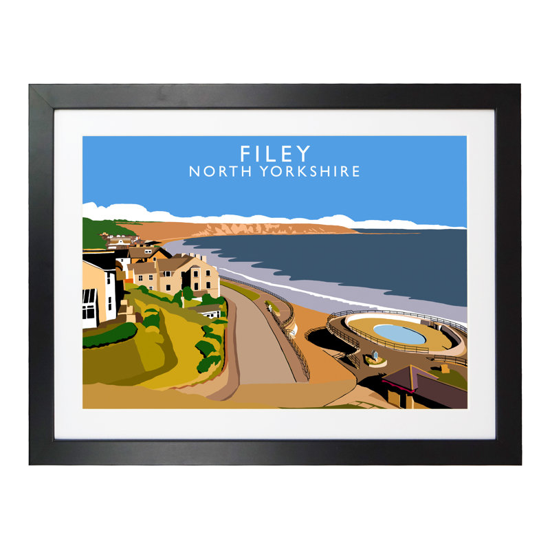 Filey by Richard O'Neil - Print, Black Wood Frame, 33.5 cm H x 43.5 cm W x 2.2 cm D