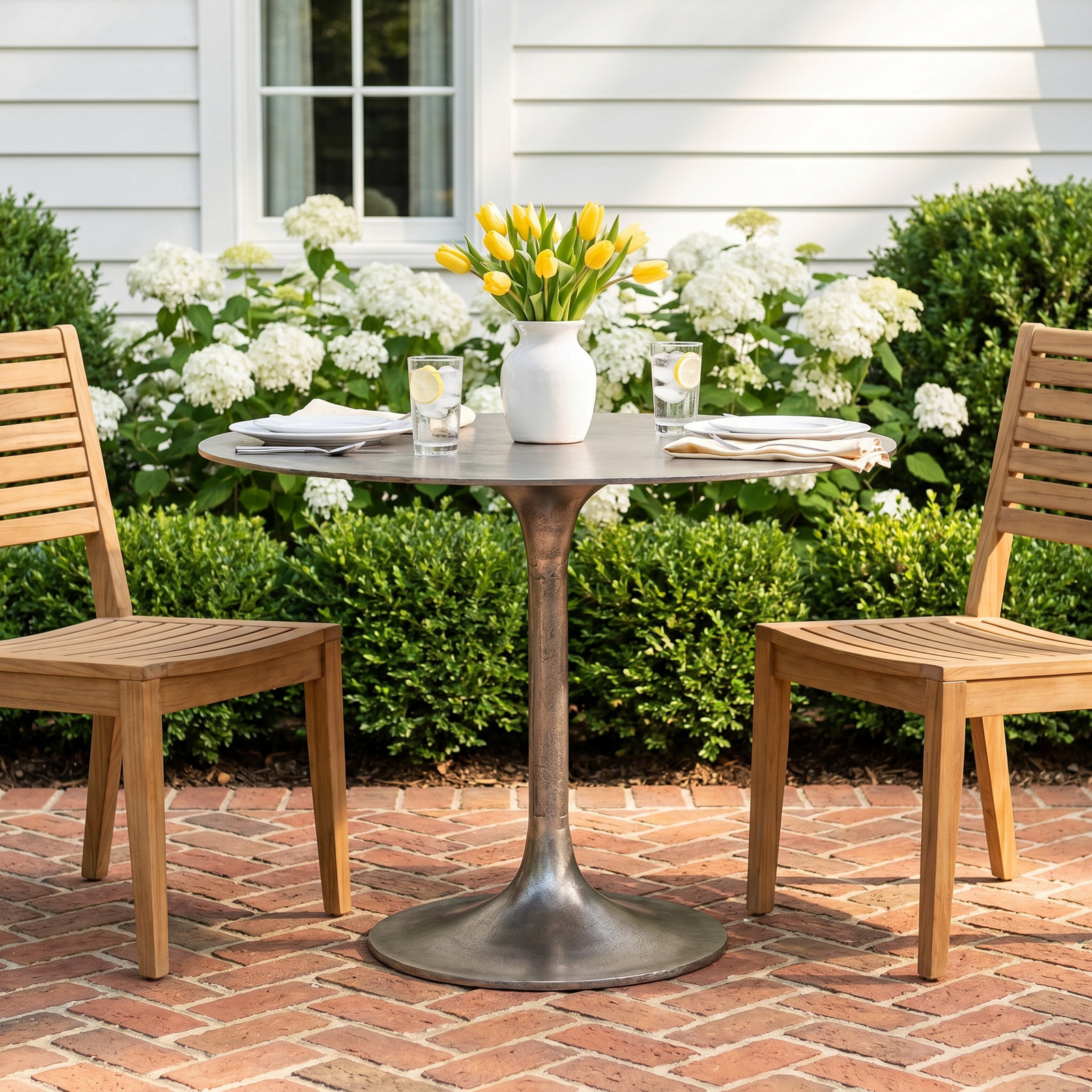 Cascade 42" Patio Bistro Table, Raw Antique Nickel