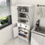 Garde-manger blanc autoportant de 71 po, 4 portes, tiroir, 2 tablettes réglables. Armoire pour la salle à manger, la salle de séjour, la lessive. Garde-manger séduisant avec style délicat