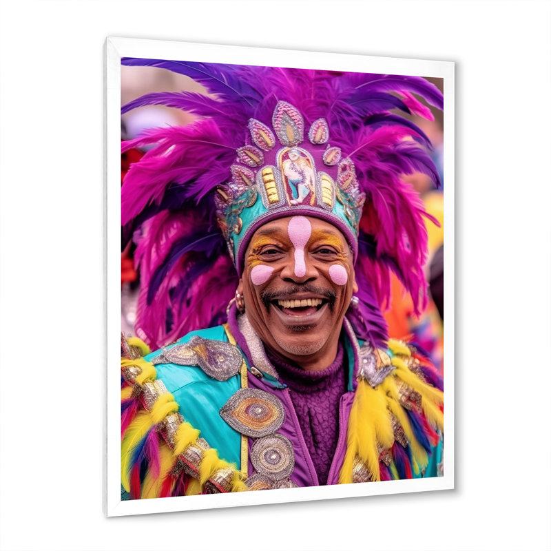 «New Orleans Mardi Gras Celebrations III», reproduction sur toile, H 32 po x l 16 po x P 1 po, Cadre photo blanc