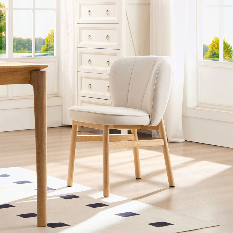 Chaises de salle à manger sans accoudoirs avec pieds robustes, 1, Naturel