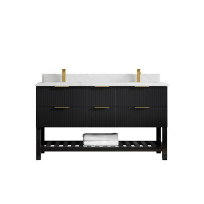 60'' Double Bathroom Vanity with Quartz Top