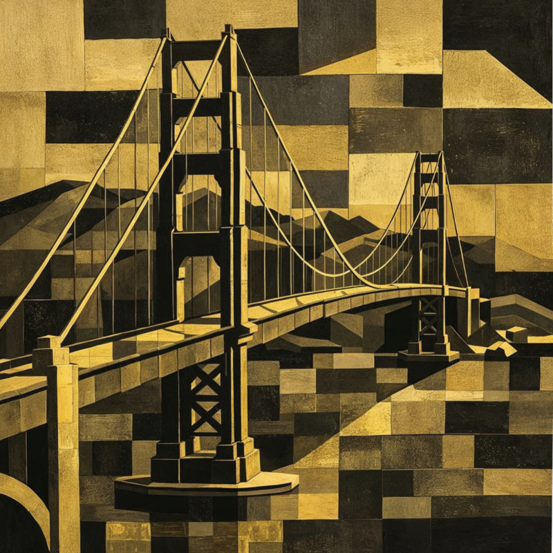 Golden Gate Bridge Comforter, Twin, Dark Gold Black
