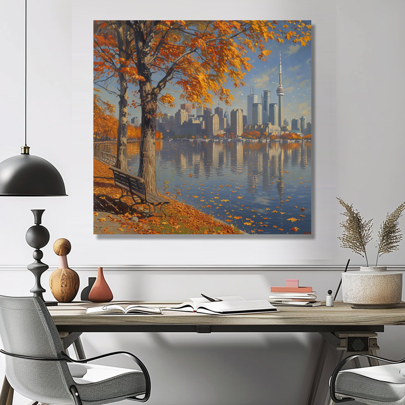 Réflexions d'automne à Toronto - décor mural de la ville de Toronto, Métal métal, H 16 po x l 16 po x P 1 po